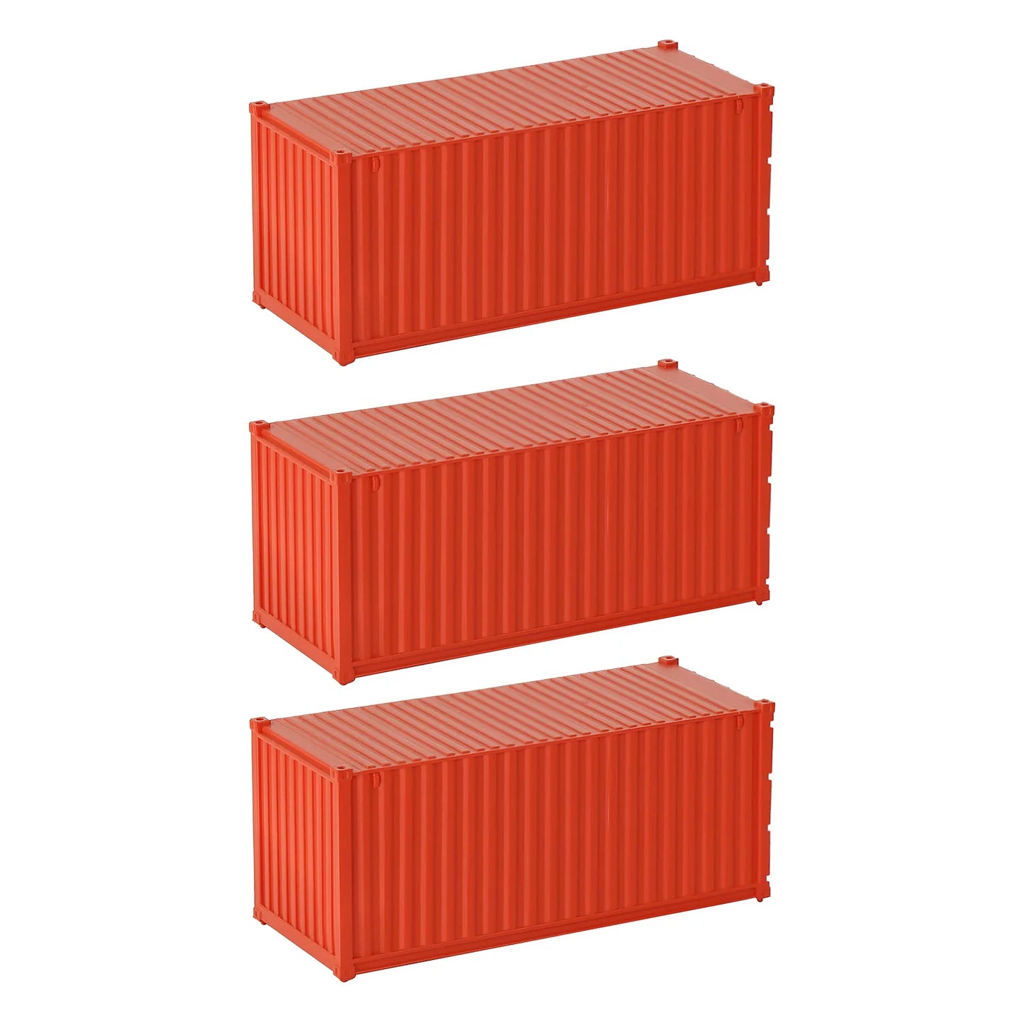 3pcs/8pcs HO Scale 1:87 Blank 20' (ft) Shipping Containers Pure Color Ribbed Side Container Cargo Box C8720