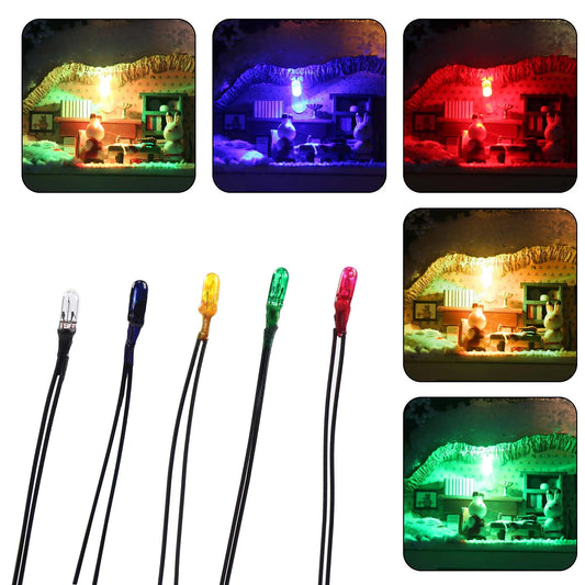 Evemodel 100pcs 3mm 12V 70mA Grain of Wheat Bulbs Pre-wired Mini Bulbs Mixed Colors Red Yellow Blue Green White MP18125M