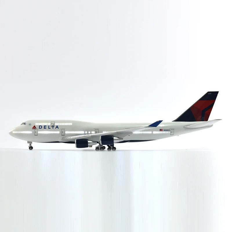 46cm Delta Boeing 747 Plane Model Airplane Model Aircraft Diecast Resin 1:160 Scale Planes With Light & Wheel