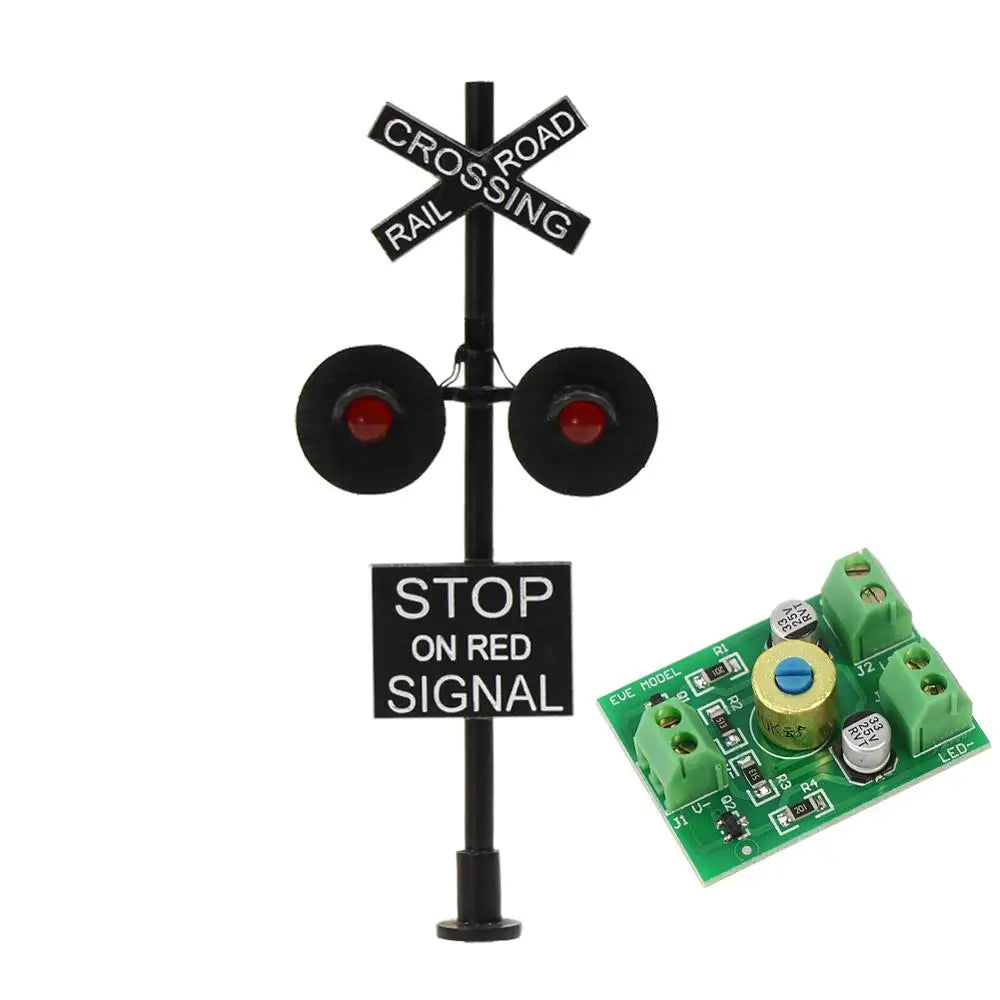 Evemodel JTD877RP HO Scale 1:87 Railroad Crossing Signals 2 Red LEDs with Circuit Board Flasher