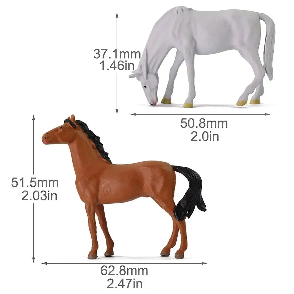 Evemodel 12pcs O Scale Painted Horses 1:43 Farm Animals Desktop Decor AN4302 Model Trains