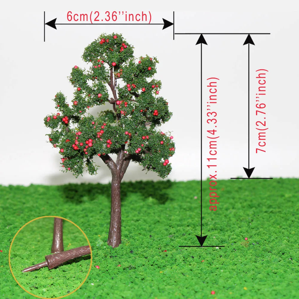 Evemodel O Scale 1:50 Pagoda Trees with Red Yellow Fruits 11CM Model Railroad Landscape (Pack of 10)