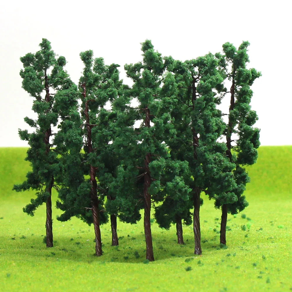 Evemodel Deep Green Trees D11040 10pcs O Scale 1:50 Model Trees Iron Wire Trunk Sponge Leaf Model Trains