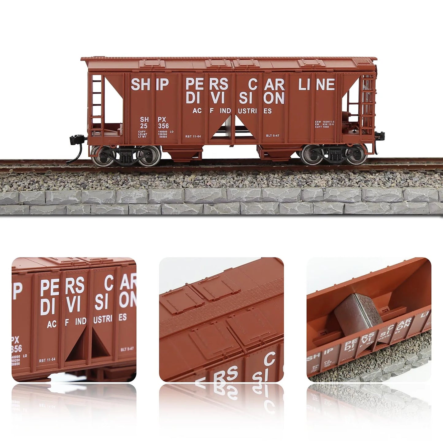 Evemodel Wagon 1 Unit HO Scale 2-Bay Covered Hopper Car 1:87 Model Trains Freight Car C8760