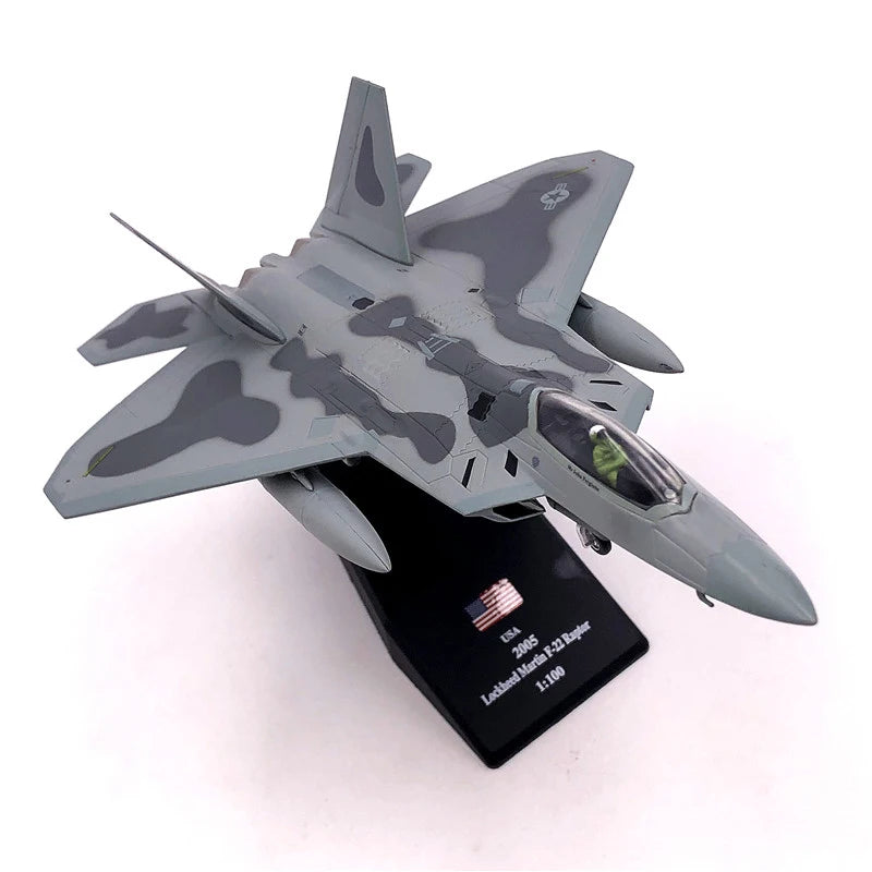 Aircraft Plane model 1/100 Scale Alloy Fighter F-22 US Air Force Aircraft F22 Raptor Model Toys Children Kid Gift for Collection