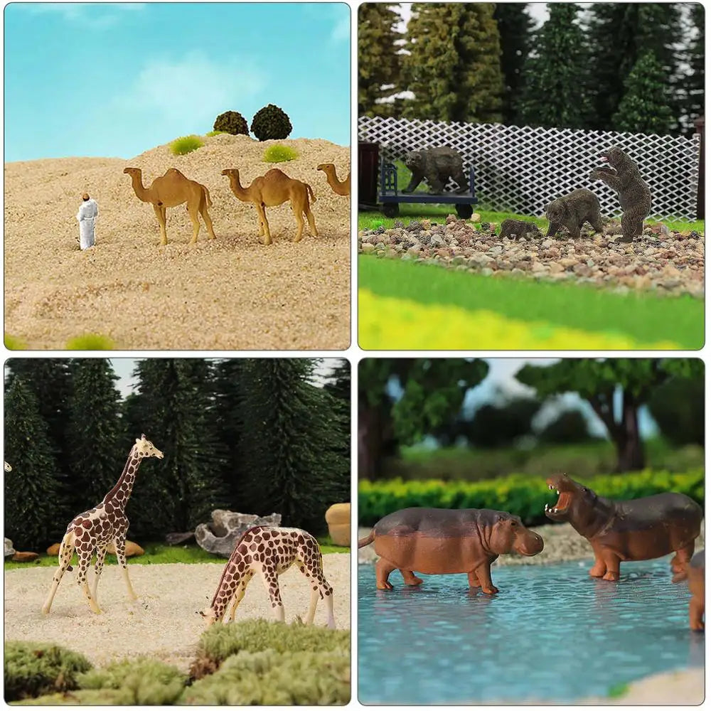 Evemodel Wild Animal Kit 24pcs Different Animals HO Scale 1:87 PVC Elephant Camel Giraffe Tiger Lion Panda Bear Deer Hippo Rhino