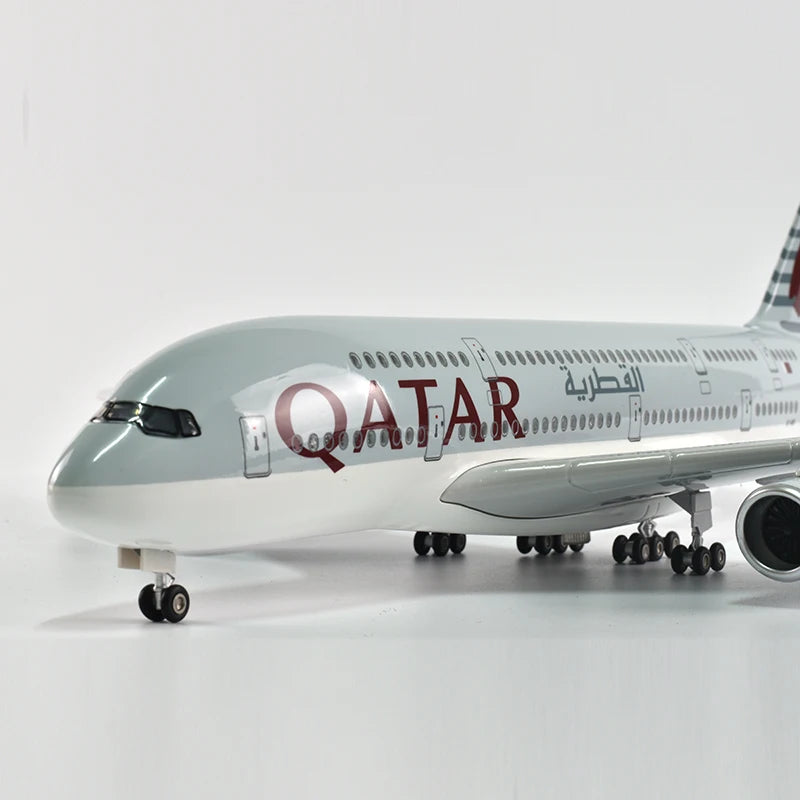 46cm Qatar Airbus 380 Plane Model Airplane Model Aircraft Model 1/160 Scale Diecast Resin Airplanes Planes W Light