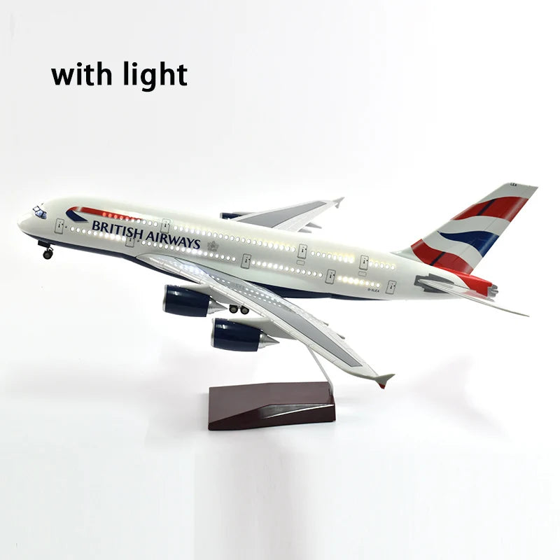 46cm British Airways Airbus a380 Plane Model Airplane Model Aircraft Resin Diecast 1:160 Scale with Light & Wheel