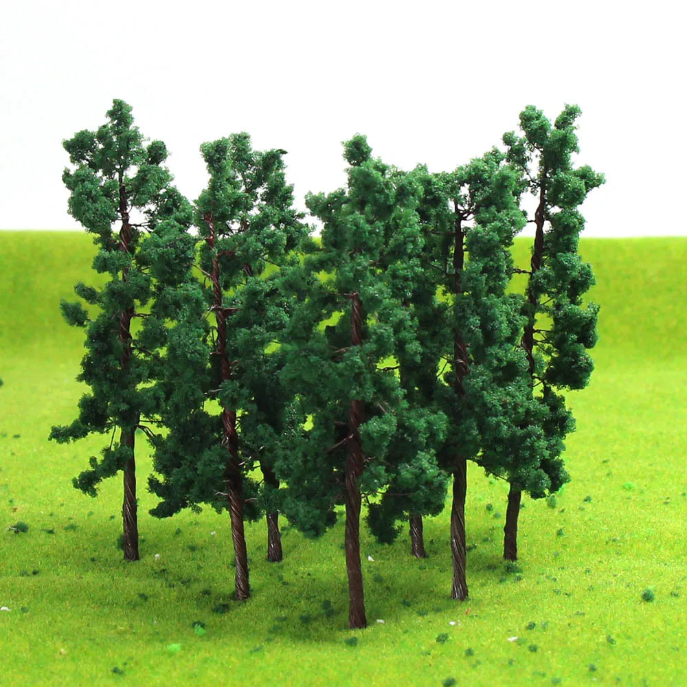 Evemodel Deep Green Trees D11040 10pcs O Scale 1:50 Model Trees Iron Wire Trunk Sponge Leaf Model Trains