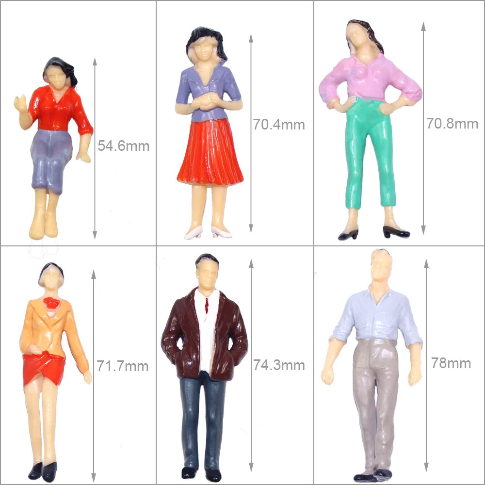 Evemodel 12pcs G Scale 1:25 Painted Standing Seated Figures People 12 Different Poses P2525