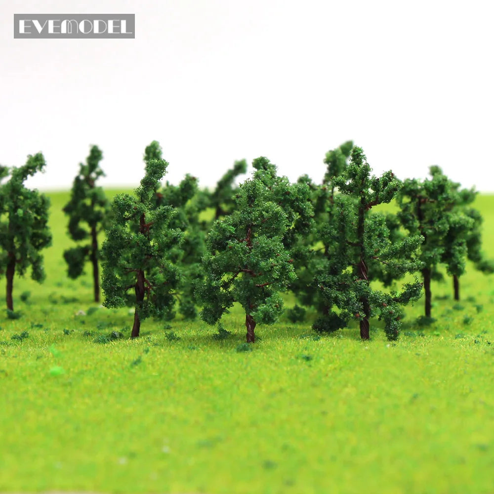 D3210 100pcs N Z Scale 1:200 Deep Green Model Trees Iron Wire Trunk 32mm Railroad Layout