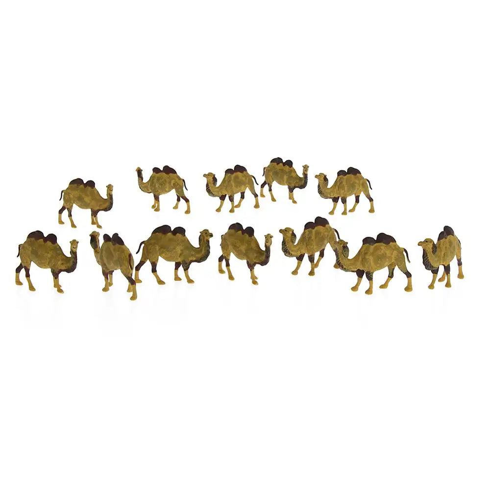 Evemodel Animals 12pcs Model Trains HO Scale 1:87 PVC Painted Two-humped Camel Bactrian Camel Wild Animal AN8710