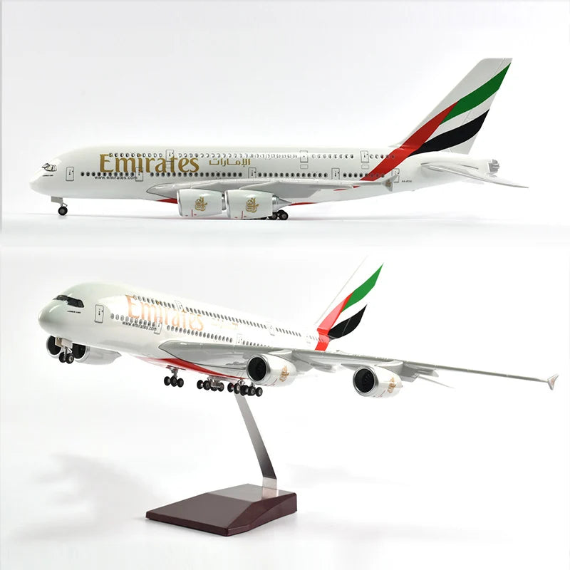 High Quality And Super Exquisite 1:160 Resin Aviation Airplane Model A380 Airbus With LED Lights And Gift Box Desktop Decoration