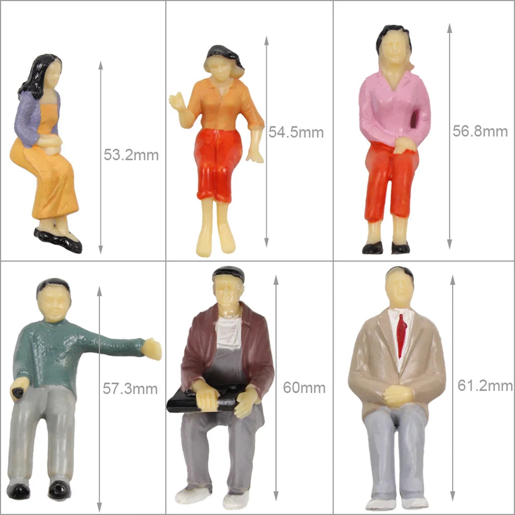 Evemodel 12pcs G Scale 1:25 Painted Standing Seated Figures People 12 Different Poses P2525