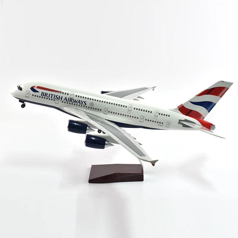 46cm British Airways Airbus a380 Plane Model Airplane Model Aircraft Resin Diecast 1:160 Scale with Light & Wheel