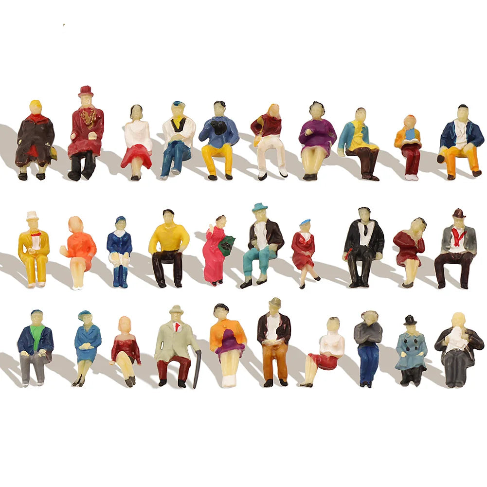 Evemodel 60pcs HO Scale 1:87 Seated Passenger People Sitting Figures 30 Different Poses Model Train Layout P8711