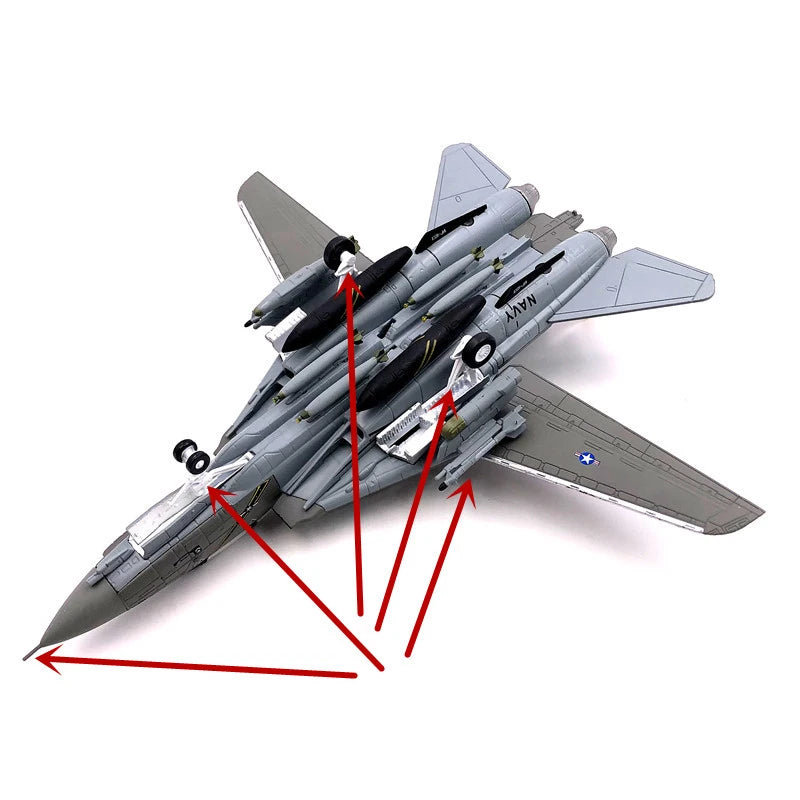 1/100 Scale Alloy Model Diecast  USA F-14 Tomcat Jolly Roger Squadron vf103 Boeing Military Missile bomber