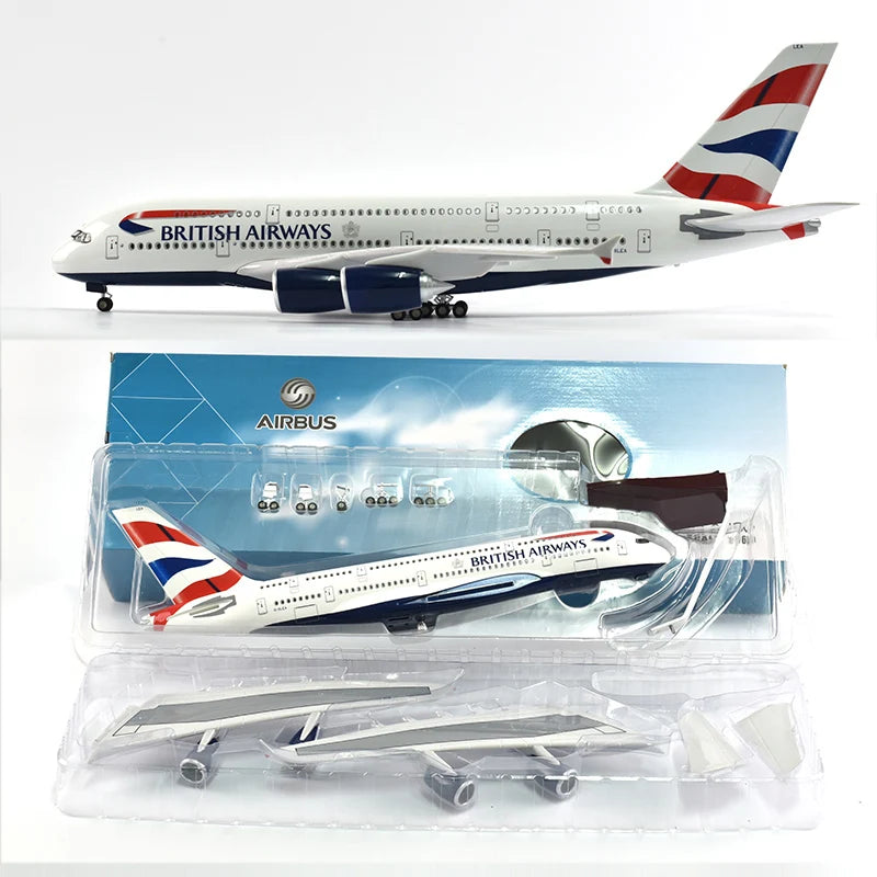 46cm British Airways Airbus a380 Plane Model Airplane Model Aircraft Resin Diecast 1:160 Scale with Light & Wheel