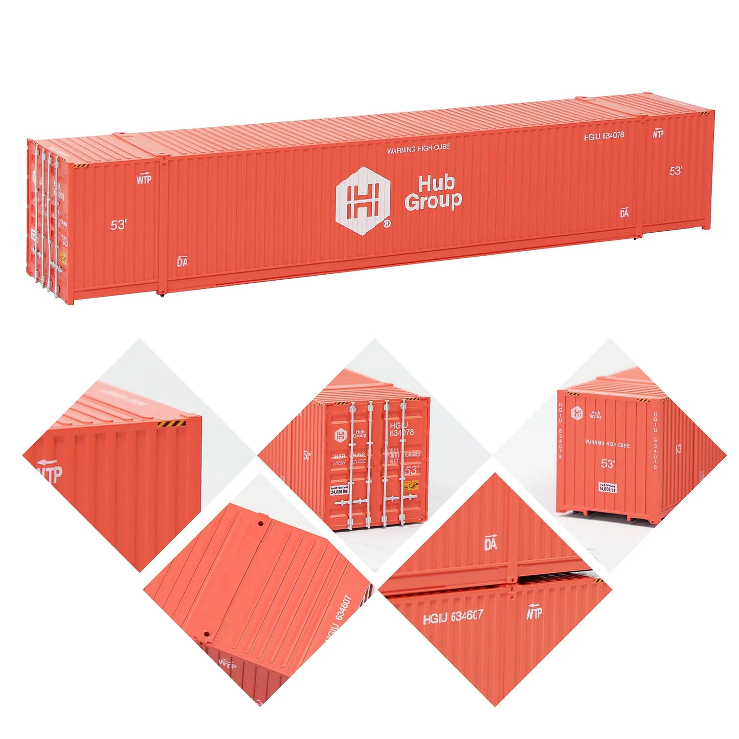 Evemodel 3pcs Model Trains HO Scale 1:87 53' Container 53ft Shipping Container Cargo Box Cabinet C8753