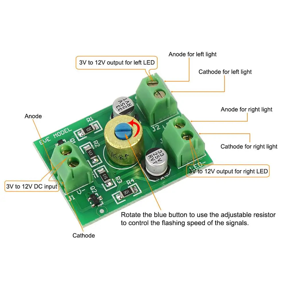 Evemodel Compact Circuit Board to Flash Lights Signals Lamps Alternatively PCB006 (Pack of 2)