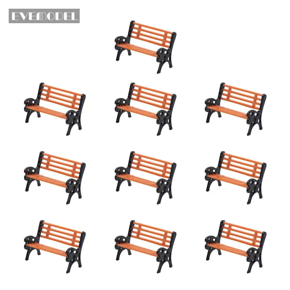 Evemodel 10pcs Model Trains Layout G O HO TT N Scale Model Bench Chair Settee for Park Garden Diorama