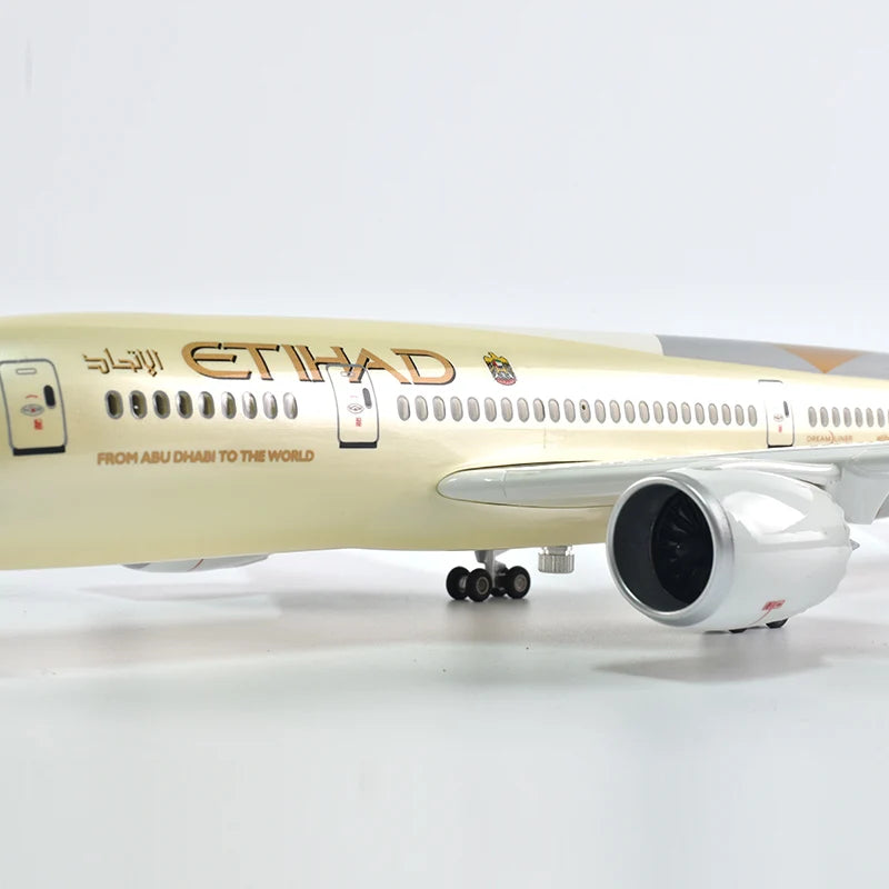 43cm Resin Diecast 1:144 Scale Etihad Boeing 787 Plane Model Airplane Model Aircraft with Light & Wheel Planes