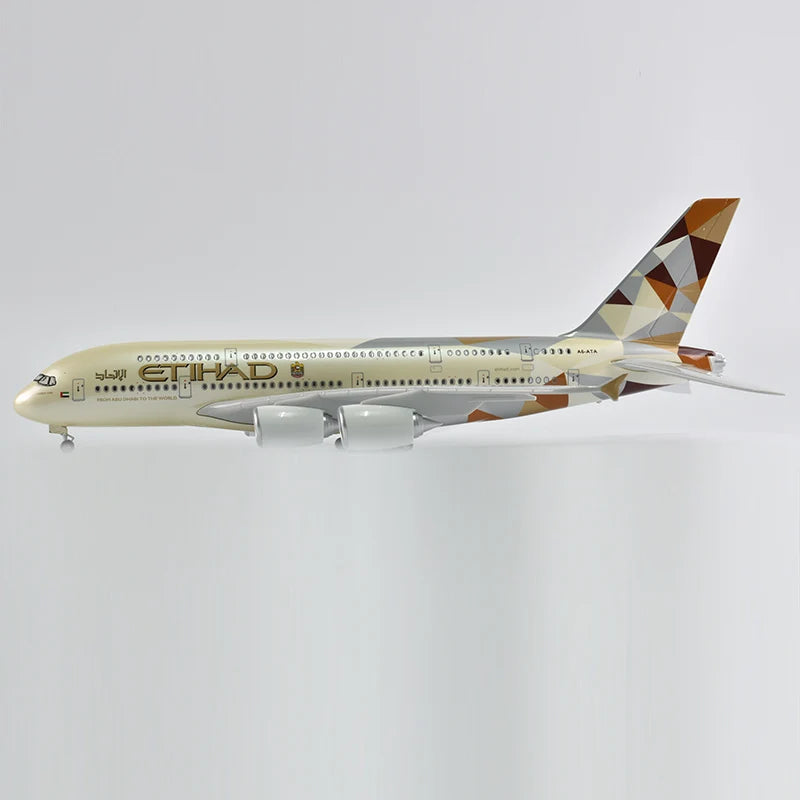 High Quality And Super Exquisite 1:160 Resin Aviation Airplane Model A380 Airbus With LED Lights And Gift Box Desktop Decoration