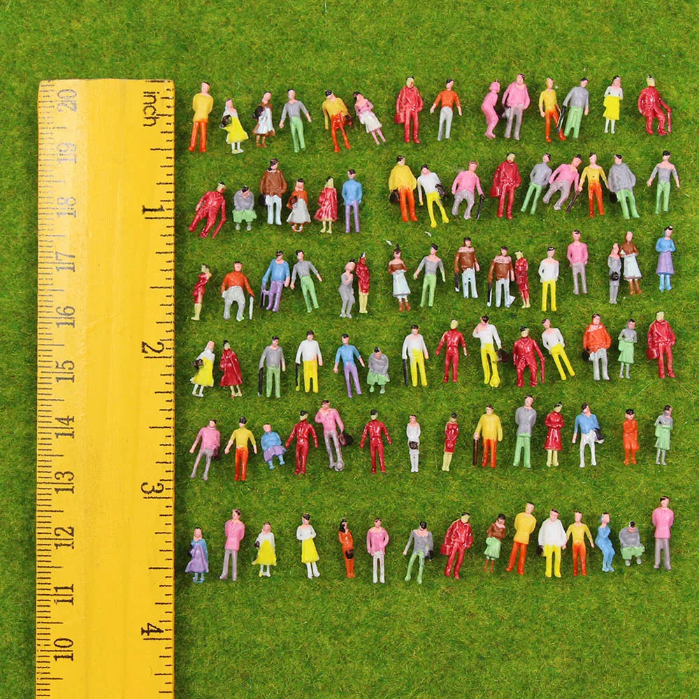 Evemodel P150 100pcs Model Trains N Scale 1:160 Painted Figures People Standing Seated