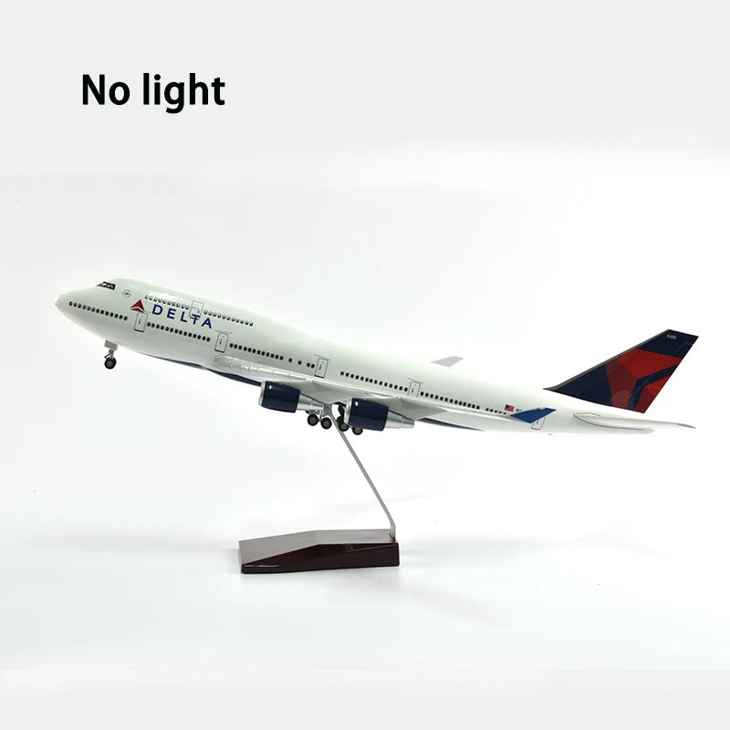 46cm Delta Boeing 747 Plane Model Airplane Model Aircraft Diecast Resin 1:160 Scale Planes With Light & Wheel