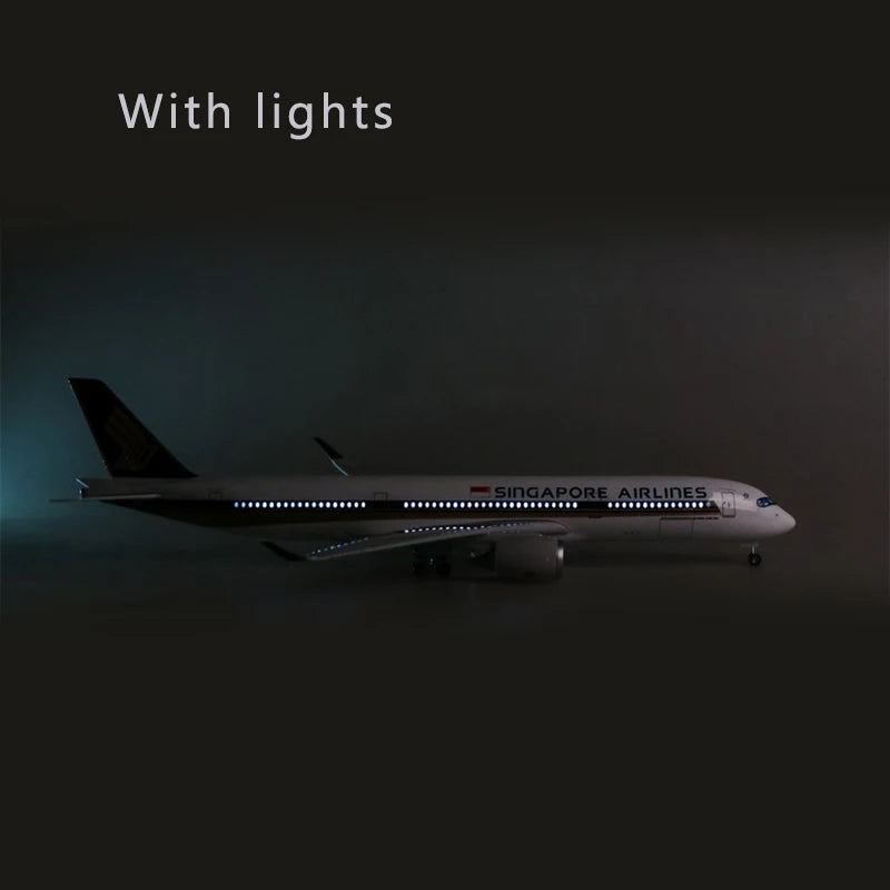 47cm Resin Diecast 1/150 Scale Singapore Airlines Airbus A350 Airplane Model Plane With LED Light & Wheel Aircraft