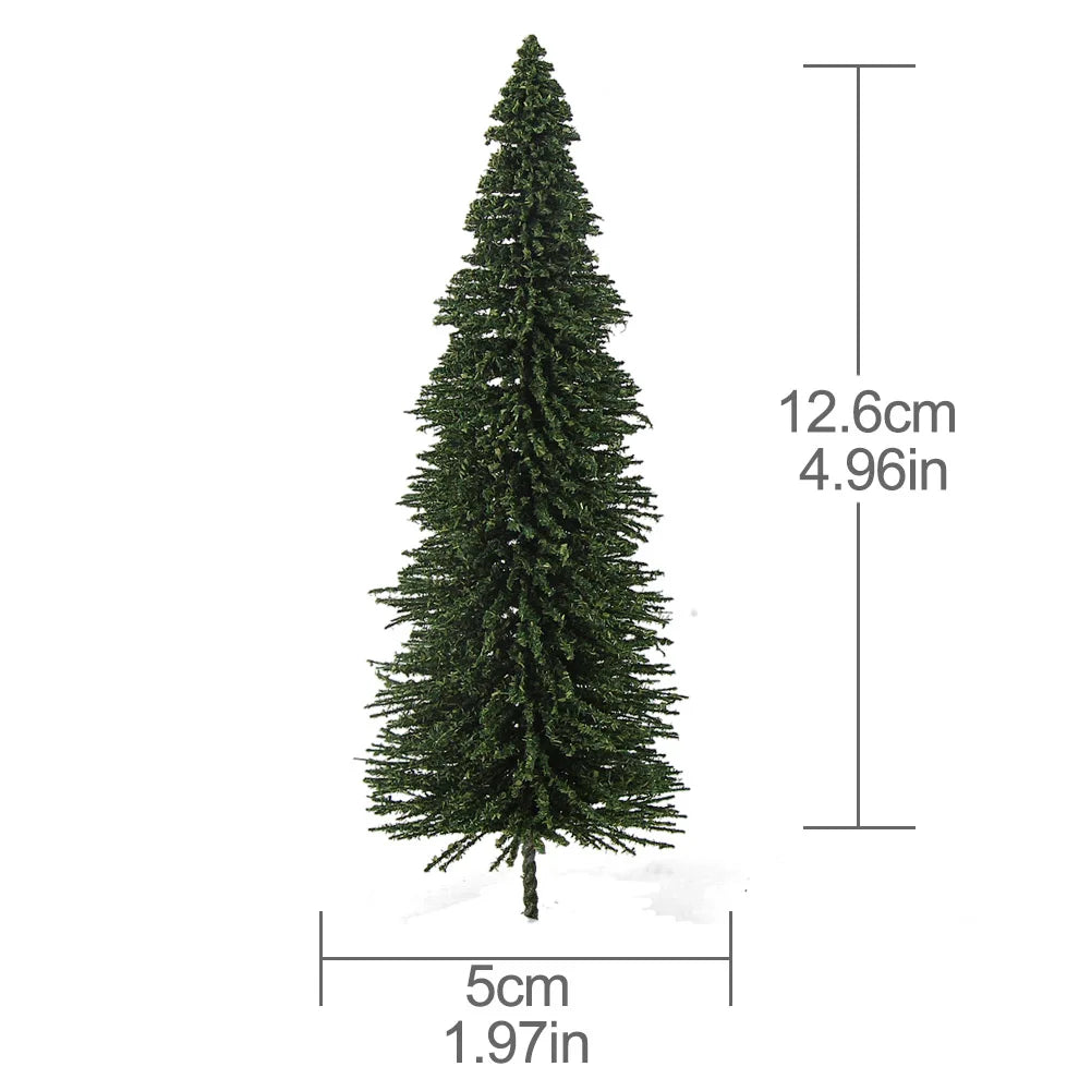 Evemodel 5cm-12.5cm Model Pine Trees Deep Green Pines For HO O N Z Scale Model Railway Layout Mini Scene S0804