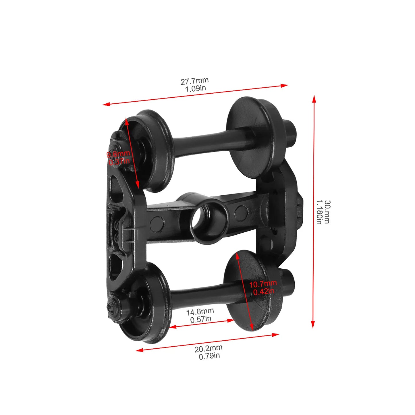 Evemodel 12pcs Model Trains HO scale 1:87 Roller Bearing Truck POM with 33" Plastic Wheels 4-Springs Bogies HP22HO