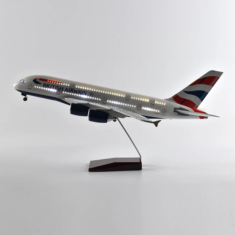 46cm British Airways Airbus a380 Plane Model Airplane Model Aircraft Resin Diecast 1:160 Scale with Light & Wheel