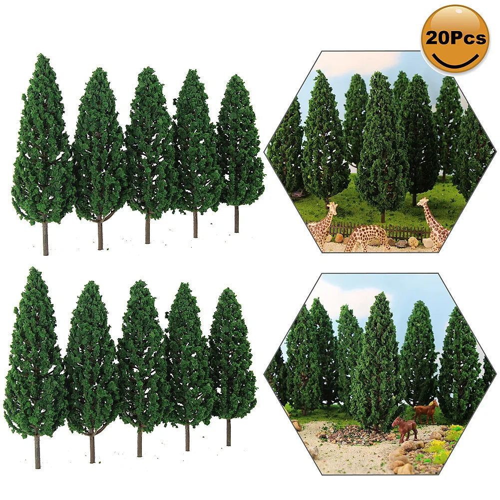 Evemodel 10pcs Model Pine Trees 1:25 Green For O G Scale Railway Layout 16cm S16060