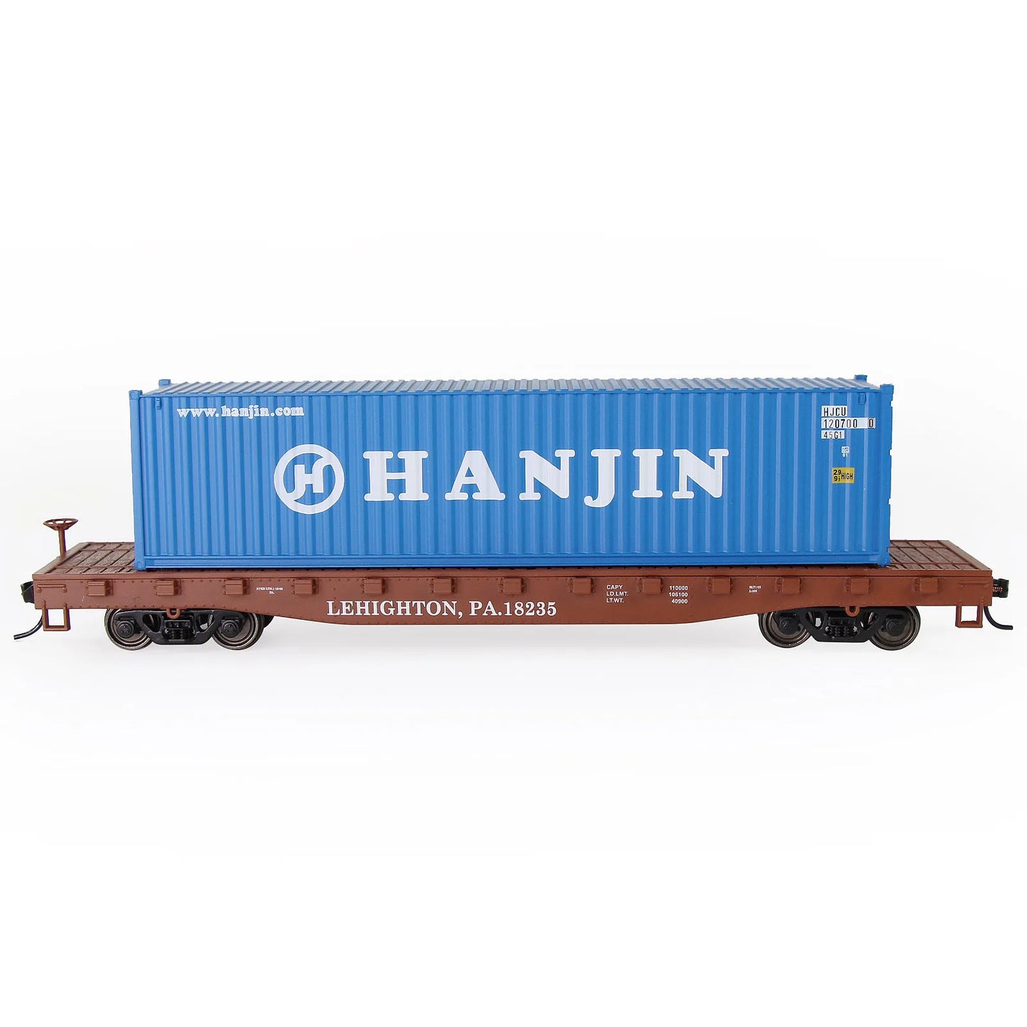 Evemodel Trains Set 1 lot HO Scale 1:87 52ft Flat Car with Shipping Container Cargo