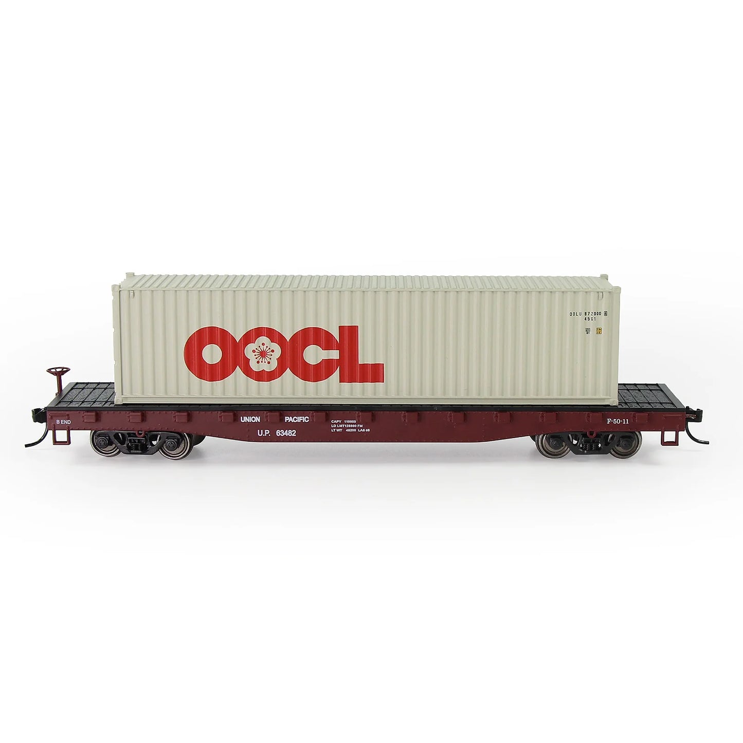 Evemodel Trains Set 1 lot HO Scale 1:87 52ft Flat Car with Shipping Container Cargo