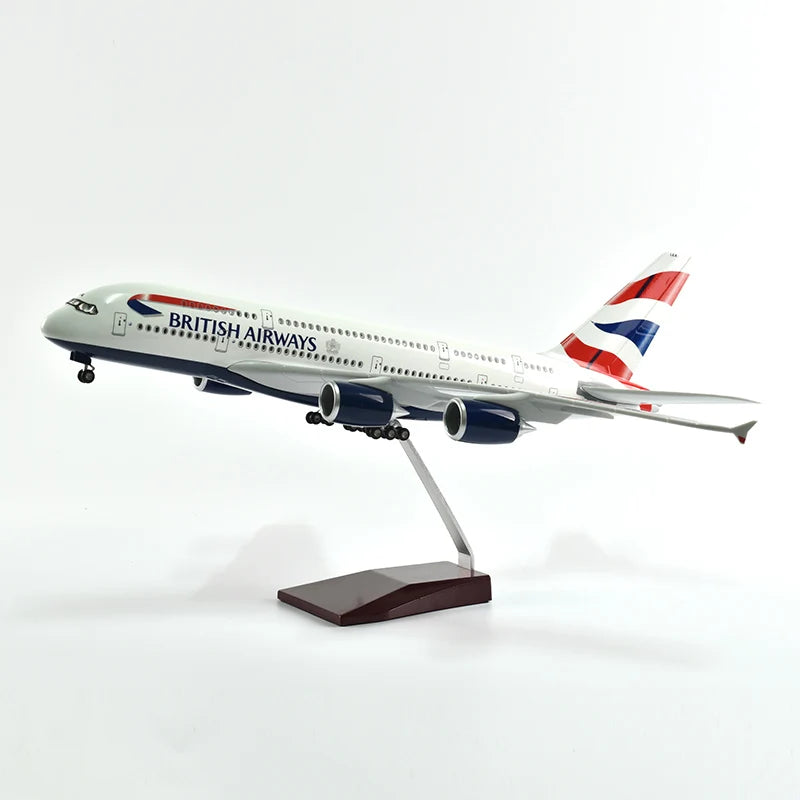 46cm British Airways Airbus a380 Plane Model Airplane Model Aircraft Resin Diecast 1:160 Scale with Light & Wheel