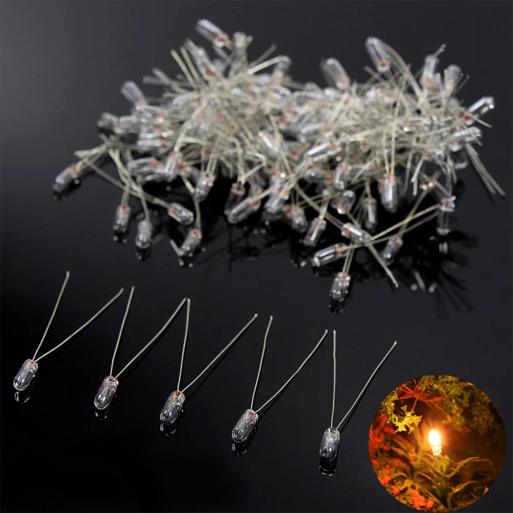 Evemodel MP02W 100pcs 3mm 12V Clear Mini Bulbs  Grain of Wheat Bulbs Warm White