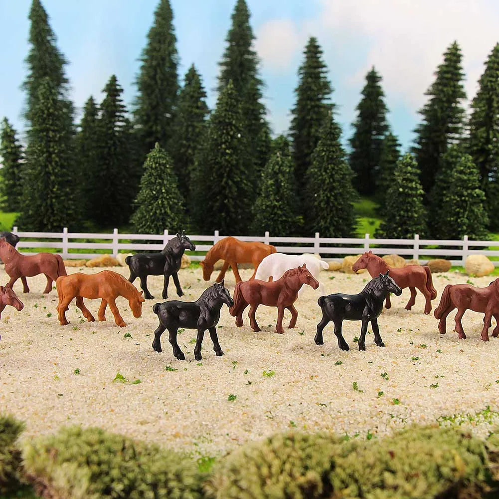 Evemodel 40pcs Model Trains HO Scale 1:87 Model Horses Painted Farm Animals AN8701