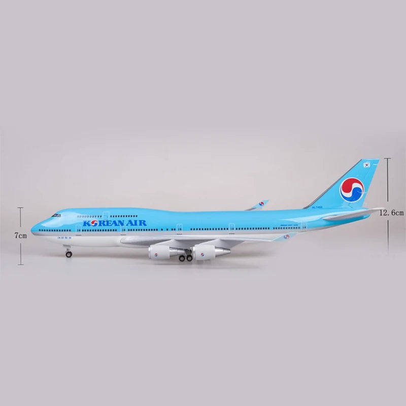 47cm Korean Air Boeing b747 Plane Model Airplane Model Aircraft Resin Diecast 1:160 Scale with Light & Wheel Planes