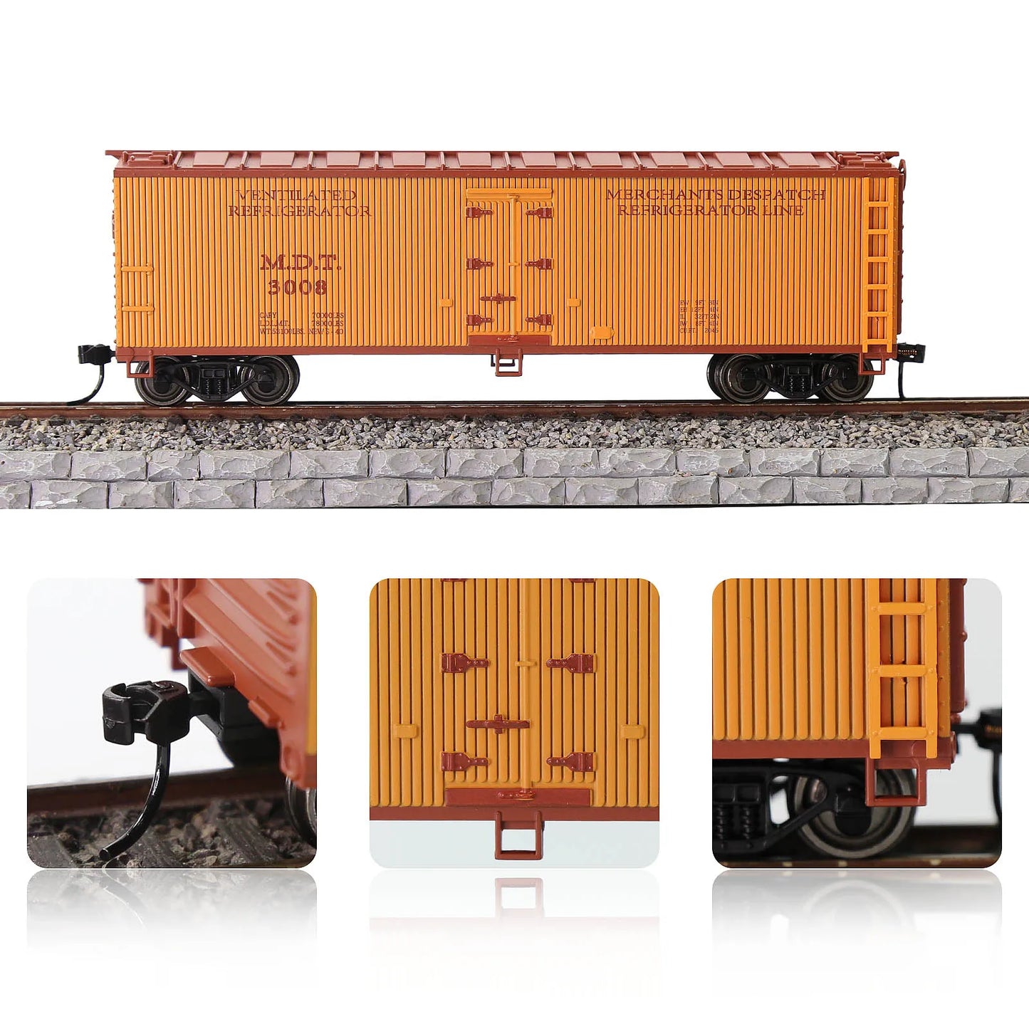 Evemodel Train 1 Unit HO Scale 1:87 40' Wood-side Reefer Freight Car C8747