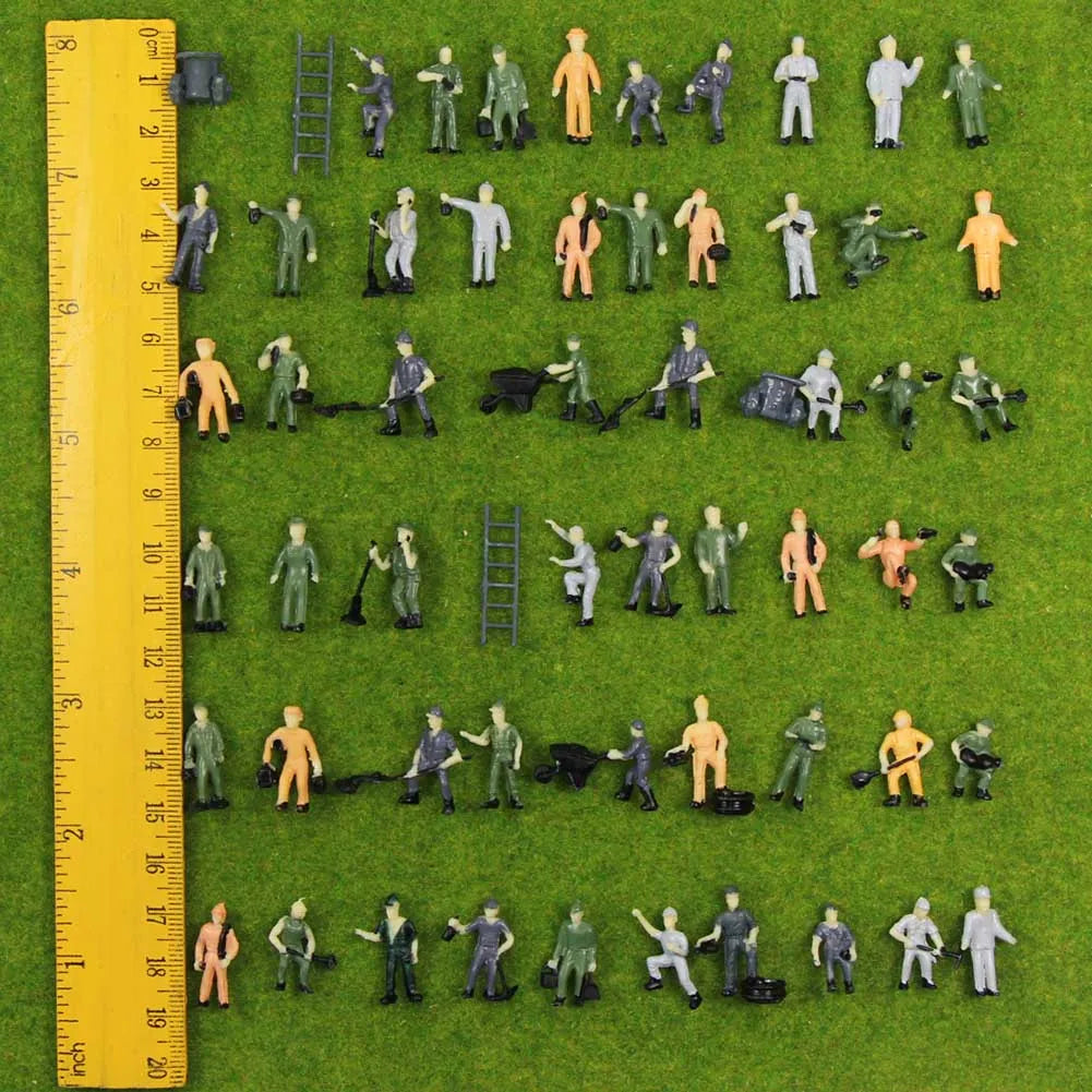 P8710 Evemodel 50pcs HO Scale 1:87 Painted Figures Engineer Workers Bucket Ladder