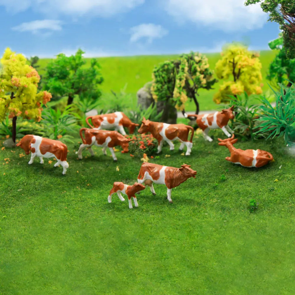 Evemodel AN8705 36pcs HO Scale 1:87 Painted Farm Animals Cows and Shepherd Model Scene