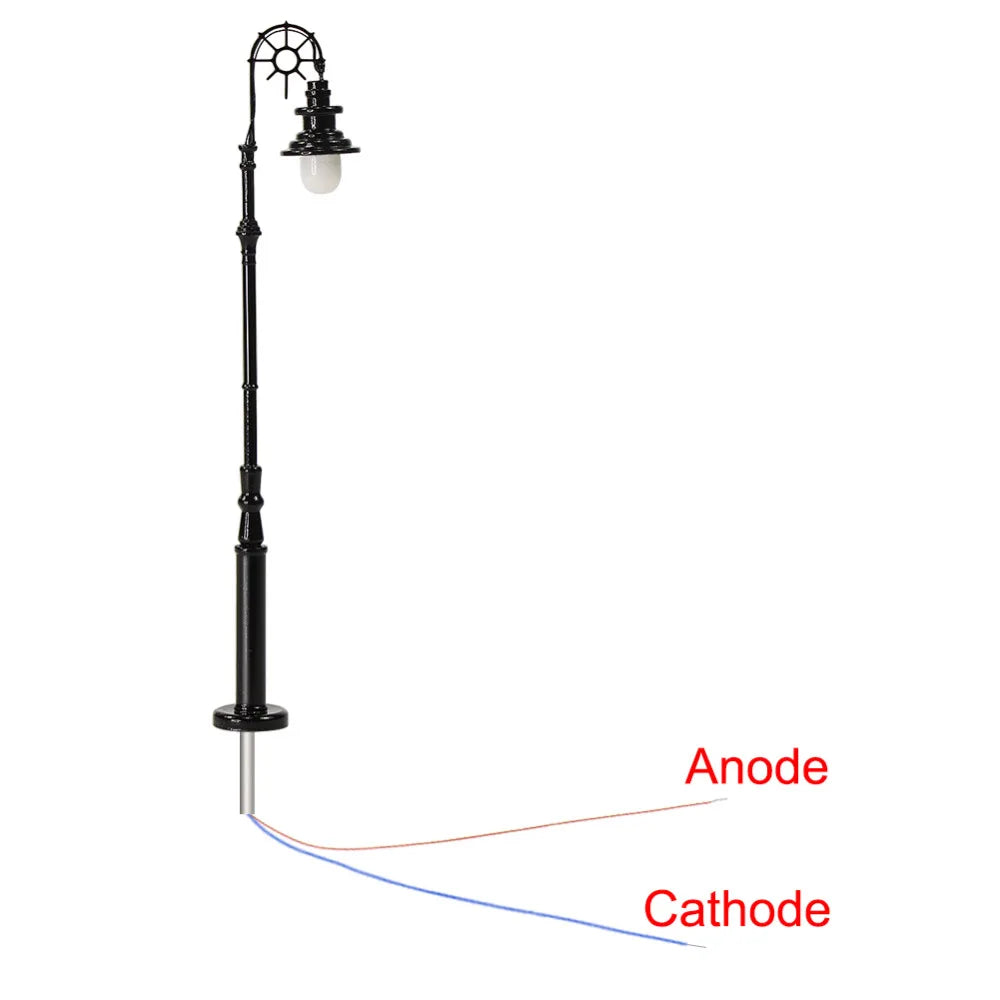 Evemodel 10pcs HO Scale Lamp Post Single Head 85mm 1:87 Street Lights Model Railway Train LEDs Miniature Warm White LQS69HO