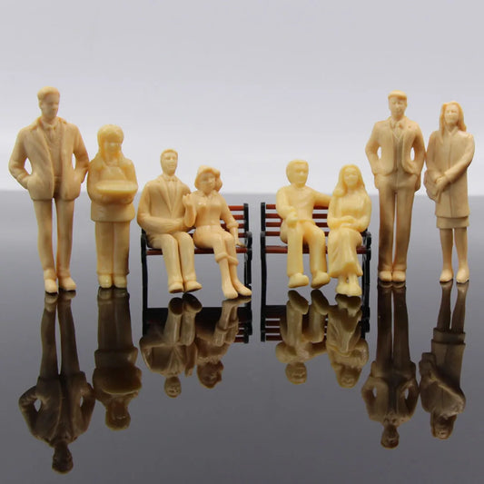 Evemodel 24pcs Model Trains G Scale 1:25 Unpainted Figures Uncolored People 21 Different Poses P2510B