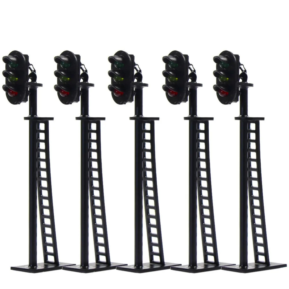 Evemodel JTD04 5pcs Model Railway HO Scale 1:87 3-Light Block Signals Green Yellow Red  6.5cm 12V