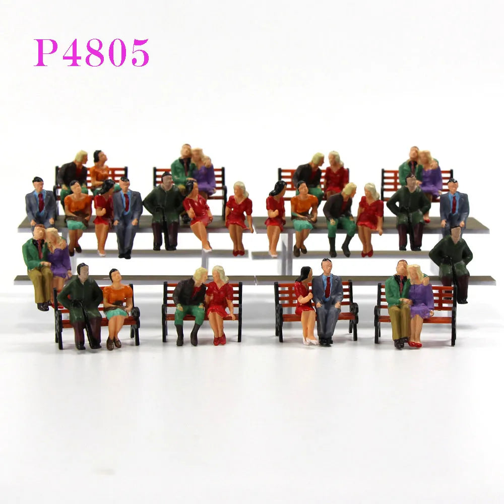 Evemodel Model Scene O Scale Seated Figures 1:48 Painted Sitting People Railway Layout P48