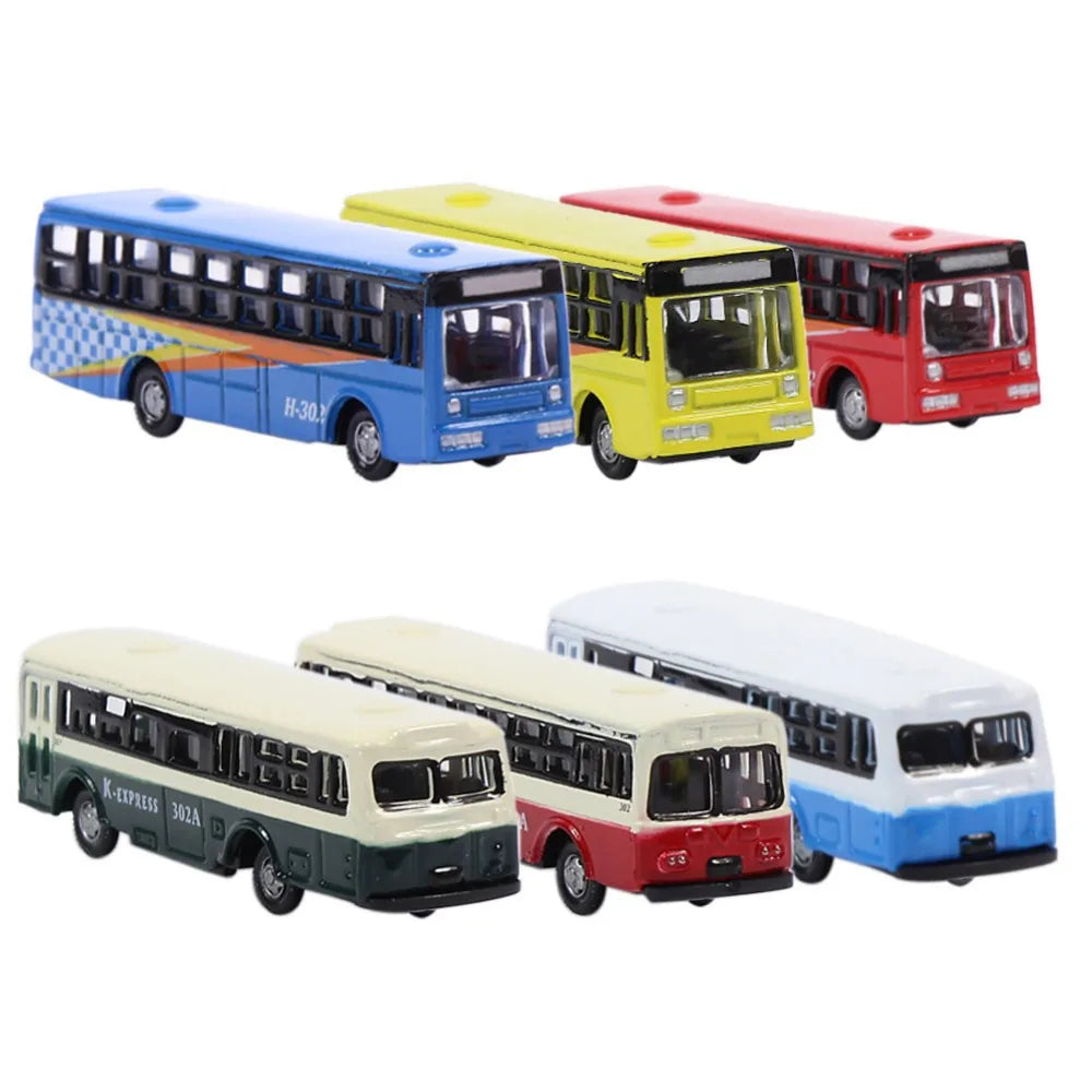 Evemodel 6pcs N Scale 1:160  Diecast Model Buses Mini Bus Train Layout Free Wheels BS150