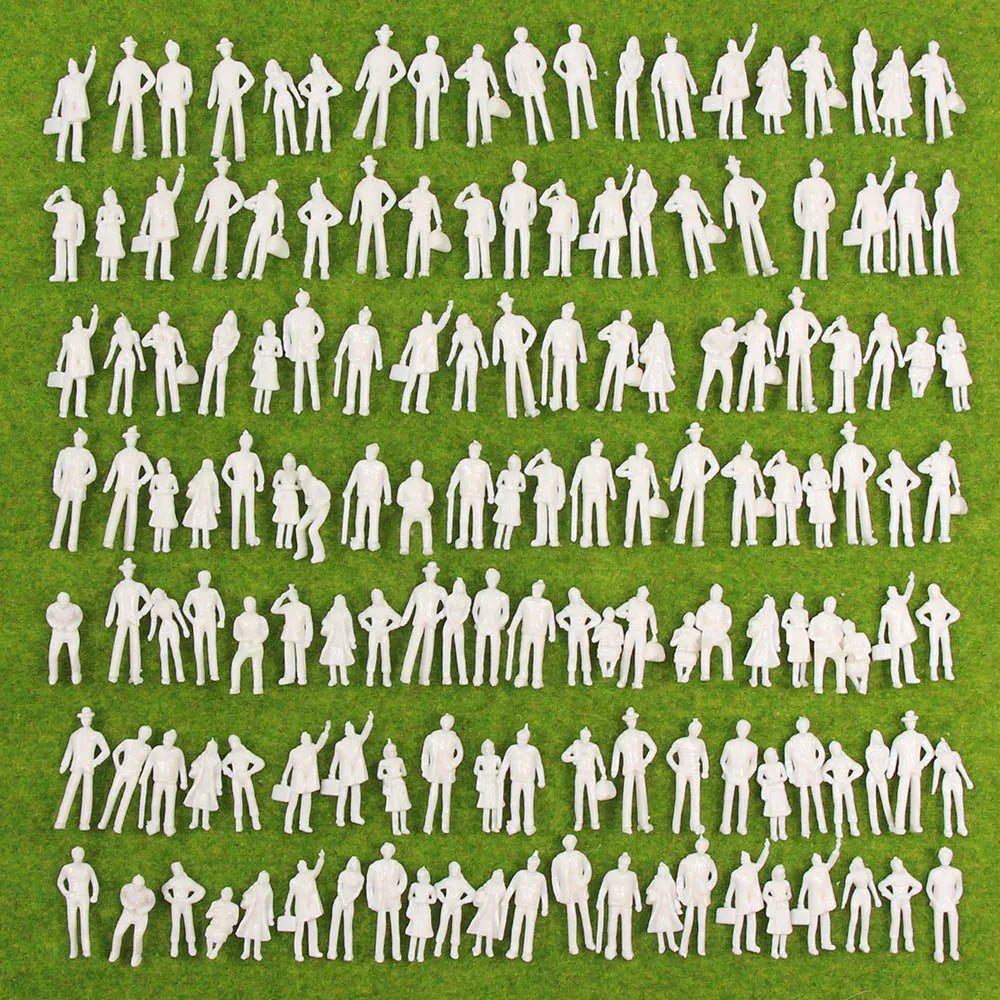 P75B 200pcs Model Railway HO OO Scale 1:75 White Unpainted People Figures Miniature