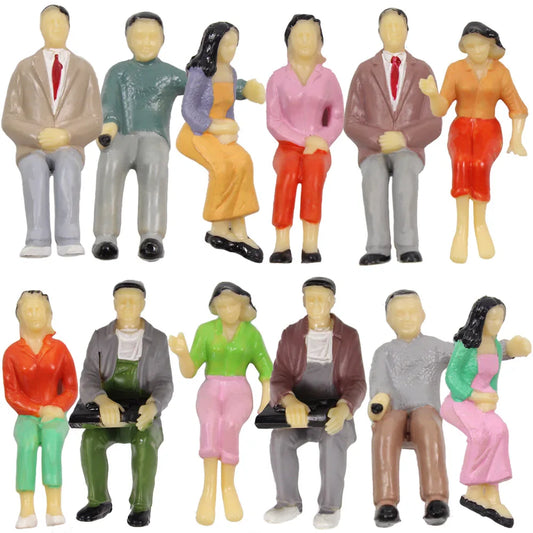 Evemodel P25S 12pcs Model Diarama G Scale 1:25 Painted Seated Figures Sitting People 6 Different Poses